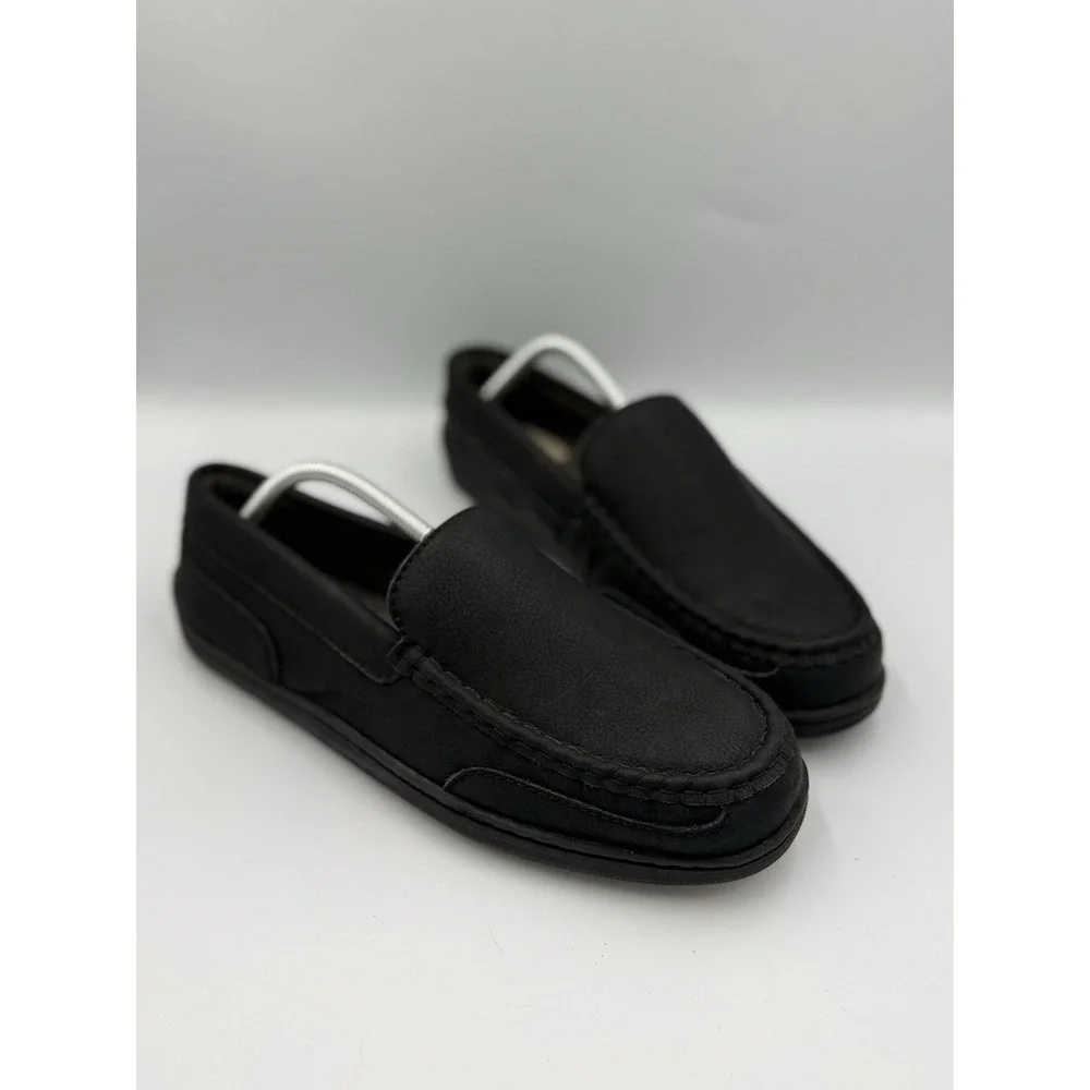 MySlippers Leather Slip-On Loafers Men's 10 Black Indoor Outdoor Comfort Shoes